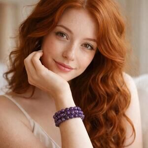 Elegant Purple Amethyst Beaded Stretch Bracelet